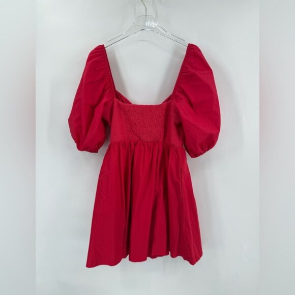 Anthropologie Maeve Red Puff-Sleeved Sweetheart Mini Dress size large - Picture 3 of 8